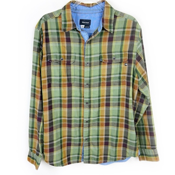 Marmot Regular Fit Button-up casual men's flannel mid-weight long sleeve size: L - Picture 1 of 10